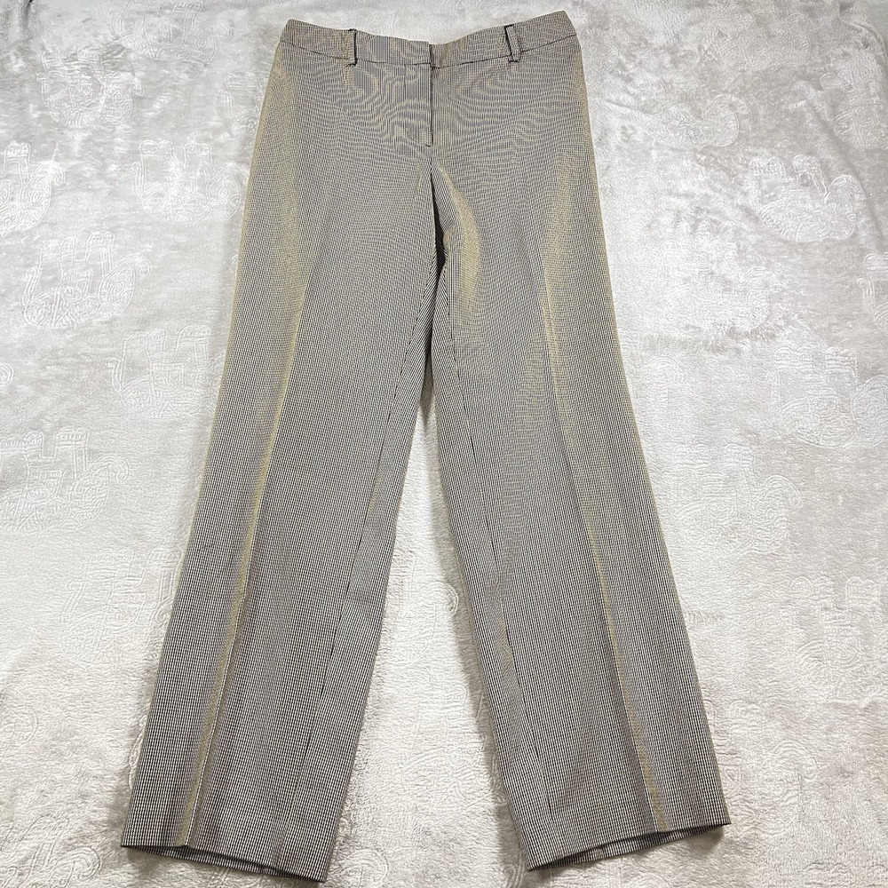 Chico's Dress Work Pants Beige Black Houndstooth‎ Stretch Wide-leg Medium 8
